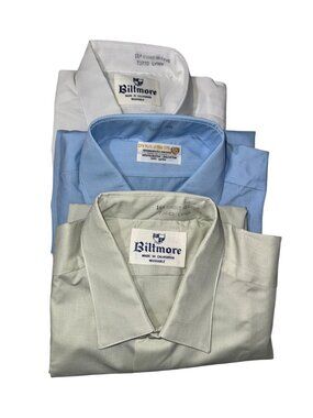 Mens Short Sleeve Dress Shirt Lot Of 3 White Blue Green Biltmore Dyna-Press Size